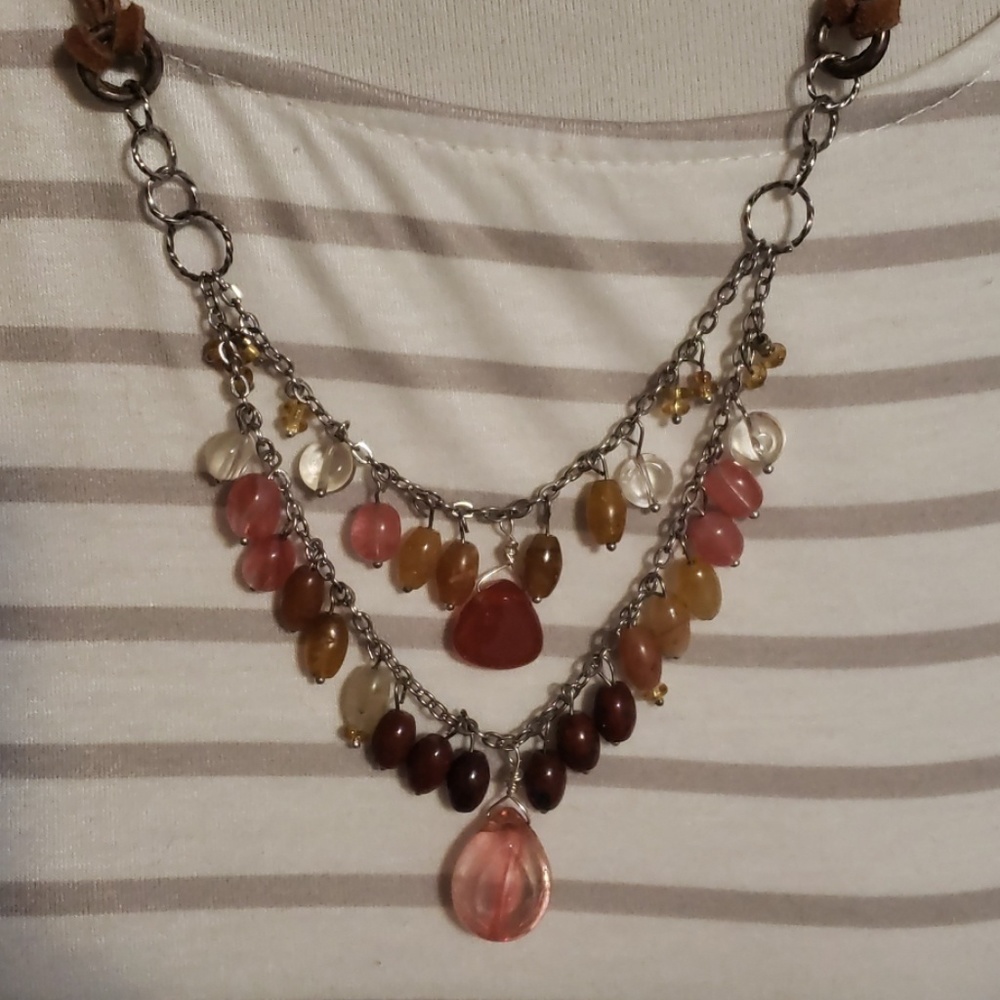 Fire rose necklase. Handmade one of a kind
